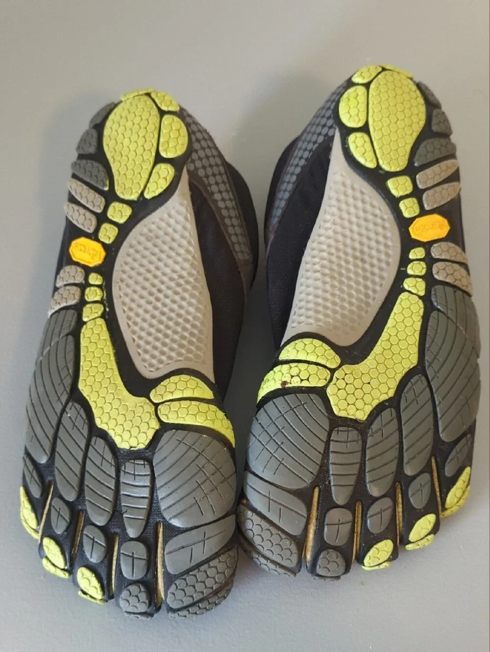 Vibram FiveFingers Black Green, and Yellow Minimalist Toe Shoes